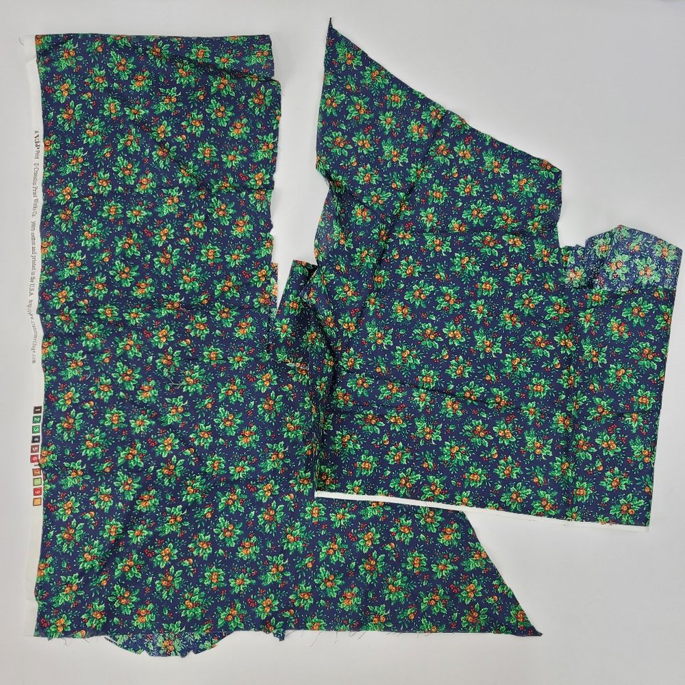Cranston VIP Navy Green Holly Fabric Craft Pieces